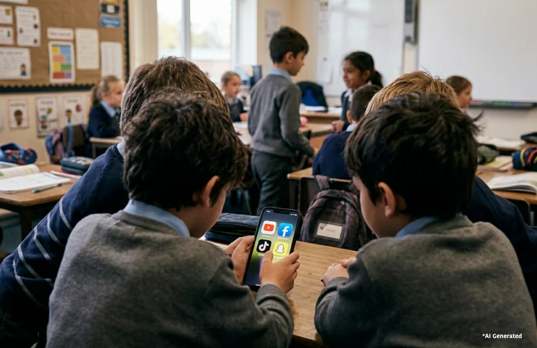 Visual for this record: Digital distraction in class tracked with lower maths scores